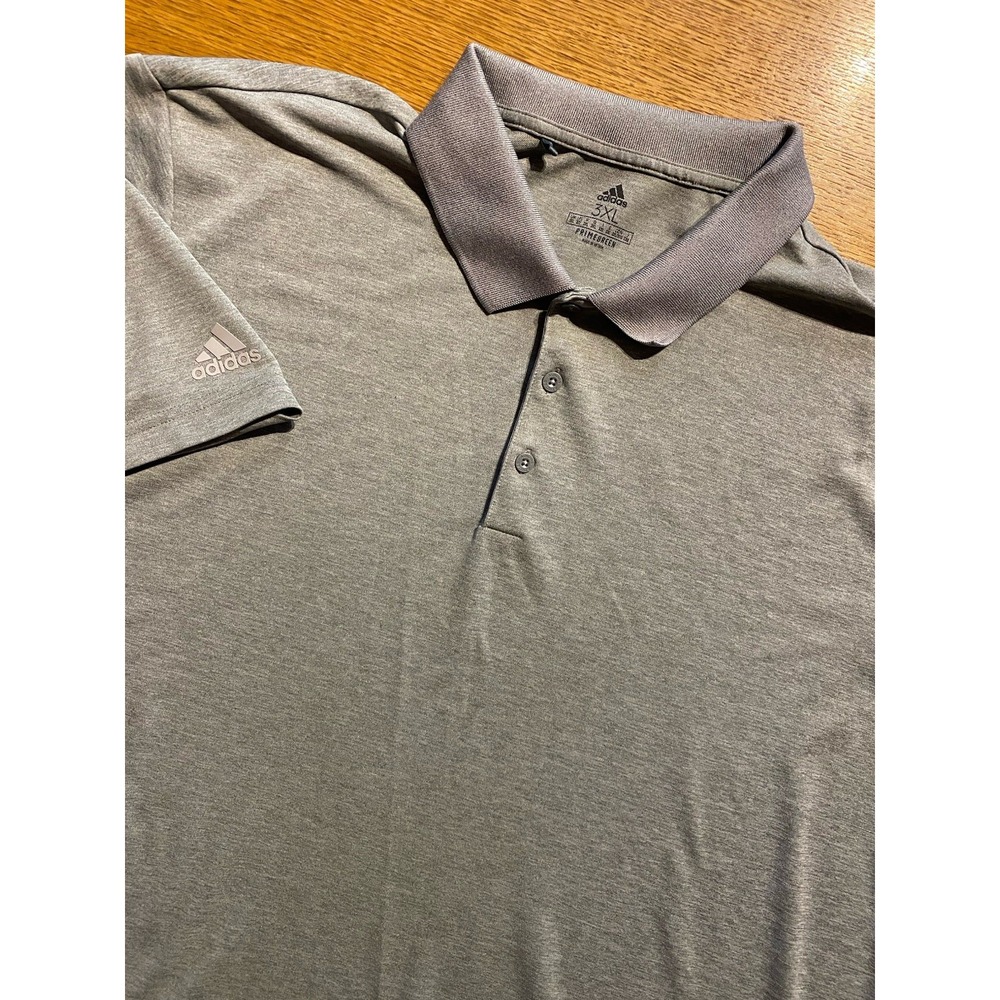 Adidas Prime Green Polo Shirt Mens Size 3XL Golf Gray Short Sleeve Performance